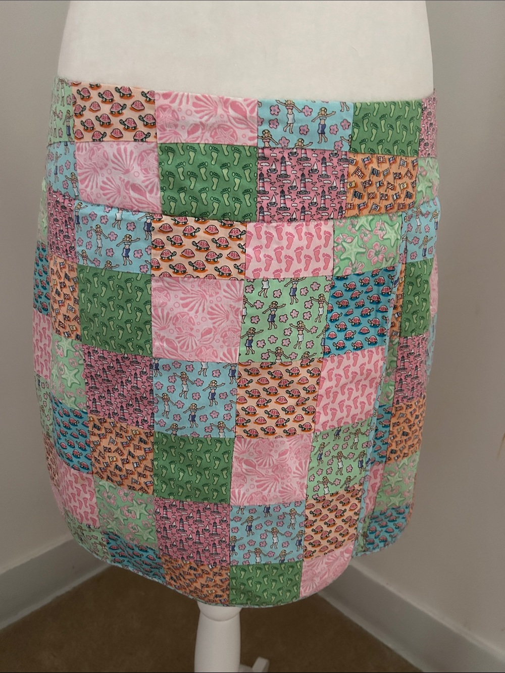 Vineyard Vines Pastel Patchwork Print Mini Skirt -Sz 8